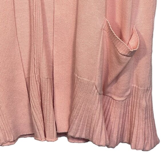 Isaac Mizrahi Live! Open Front Cardigan Sweater Women Size M Pink Flutter Hem - Picture 4 of 13